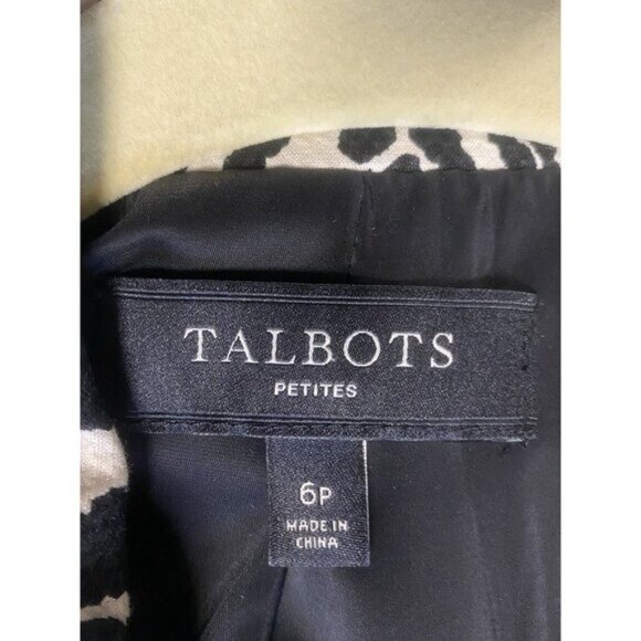 Talbots Black Animal Print Cotton Blend Button Front Collared Jacket Size 6P - Picture 5 of 6